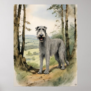 Irish Wolf Hound - Dog Art Print Poster
