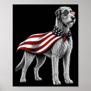 Irish Wolfhound 4. Juli Amerikanische Flagge Hund Poster