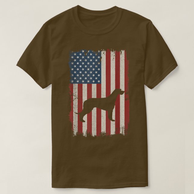 Irish Wolfhound American Flag USA Dovers Lovers Pu T-Shirt (Design vorne)