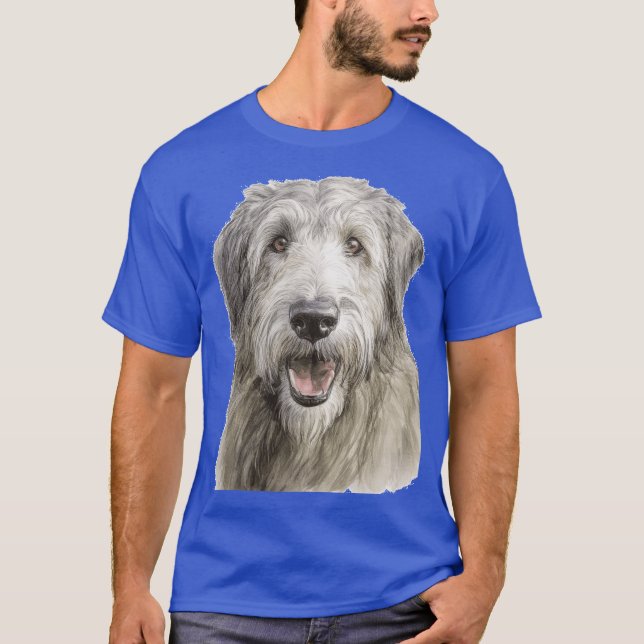 Irish Wolfhound Aquarell Retro T-Shirt (Vorderseite)