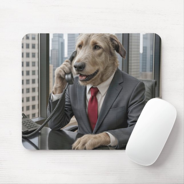 Irish Wolfhound Businessman in einem Büro Mousepad (Mit Mouse)