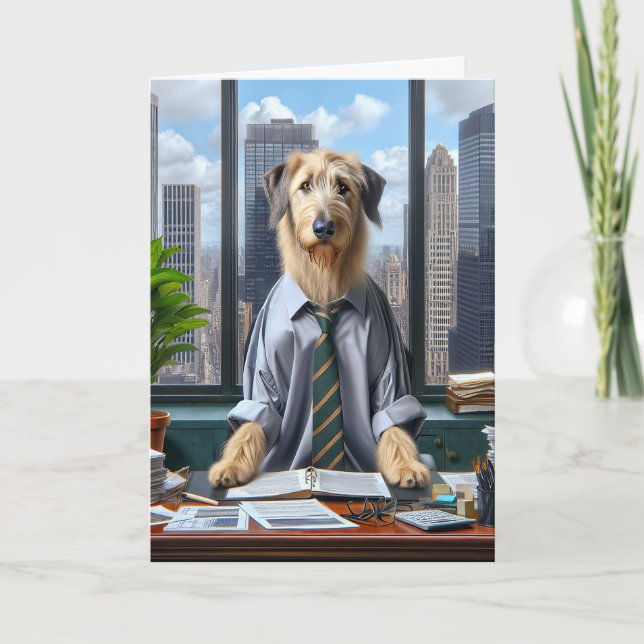 Irish Wolfhound Businessman zum Vatertag Karte (Vorderseite)
