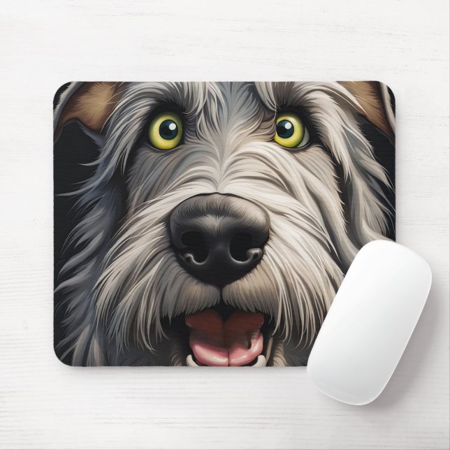 Irish Wolfhound Cartoon Mousepad (Mit Mouse)