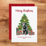 Irish Wolfhound Christmas Card Feiertagskarte<br><div class="desc">Niedlicher irischer Wolfhund "Frohe Weihnachten"-Karte mit Weihnachtsbaum und Geschenk. Personalisieren Sie Ihren Text.</div>