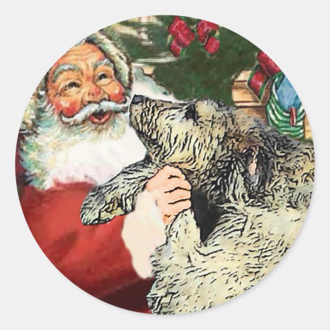 Irish Wolfhound Christmas Geschenke Runder Aufkleber (Vorderseite)