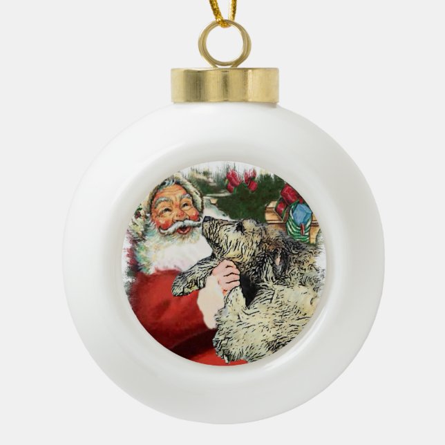 Irish Wolfhound Christmas Keramik Kugel-Ornament (Vorderseite)