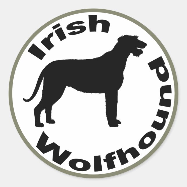 Irish Wolfhound Circle Border Runder Aufkleber (Vorderseite)