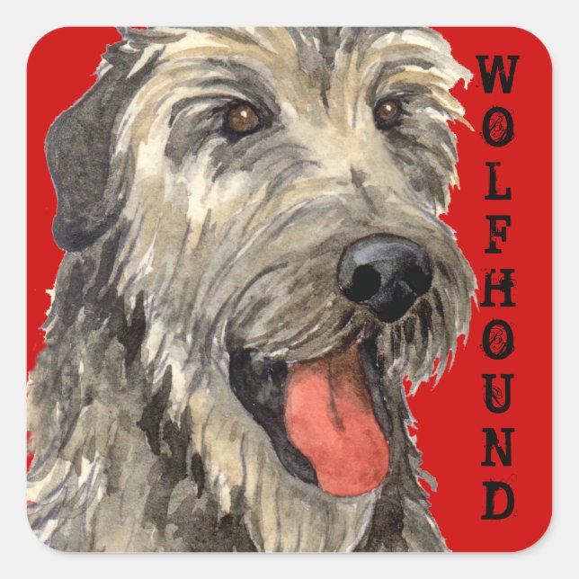 Irish Wolfhound Color Block Quadratischer Aufkleber (Vorderseite)