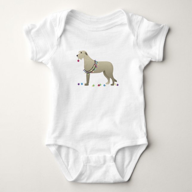Irish Wolfhound Dog Breed Silhouette Weihnachten Baby Strampler (Vorderseite)