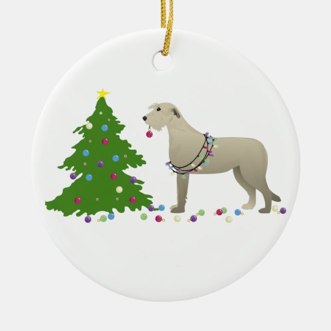 Irish Wolfhound Dog Breed Silhouette Weihnachten Keramik Ornament (Vorne)
