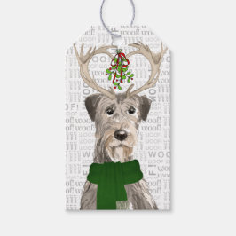 Irish Wolfhound Dog in Antlers Weihnachten Geschenkanhänger