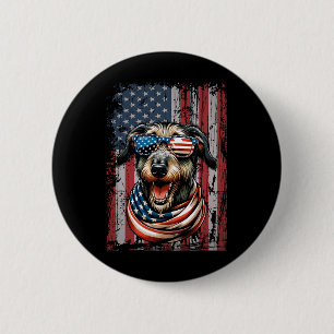 Irish Wolfhound Dog Lover USA Flag 4. Juli Patr Button