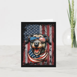 Irish Wolfhound Dog Lover USA Flag 4. Juli Patr Karte