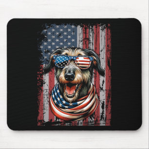 Irish Wolfhound Dog Lover USA Flag 4. Juli Patr Mousepad