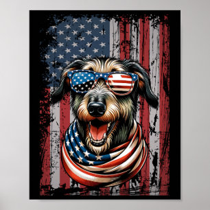 Irish Wolfhound Dog Lover USA Flag 4. Juli Patr Poster
