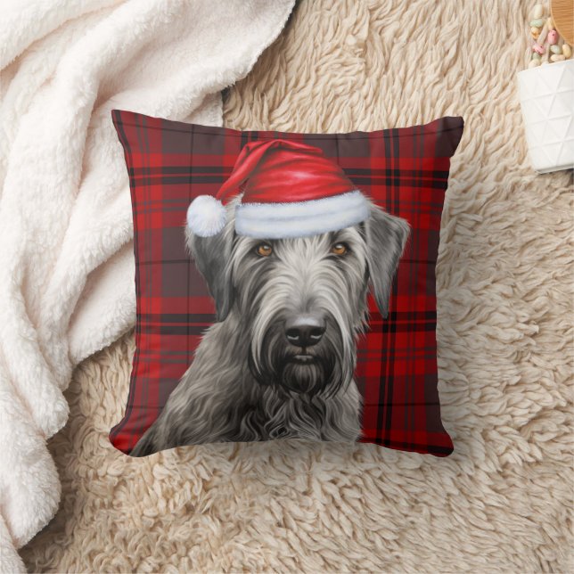 Irish Wolfhound Dog Red Plaid Christmas Holiday Kissen (Decke)