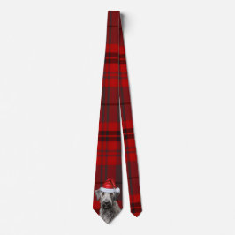 Irish Wolfhound Dog Red Plaid Christmas Krawatte