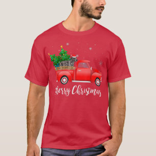 Irish Wolfhound Dog Riding Red Truck Weihnachten T-Shirt
