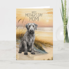 Irish Wolfhound Dog Sunset Beach Mother's Day Feiertagskarte
