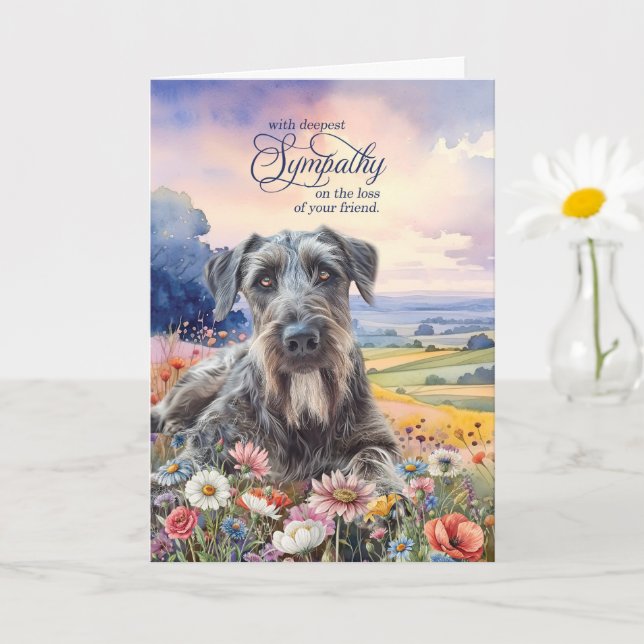Irish Wolfhound Dog with Wildflowers Pet Sympathy Karte (Kleine Pflanze)
