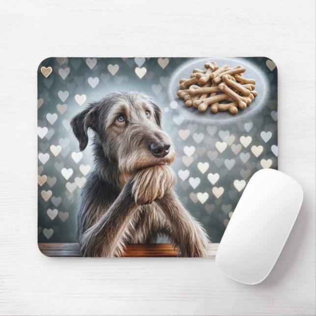 Irish Wolfhound Dreaming of Bones Mousepad (Mit Mouse)
