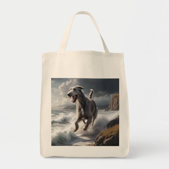 Irish Wolfhound Elegante Lebensmittelgeschäft Tote Tragetasche (Vorne)