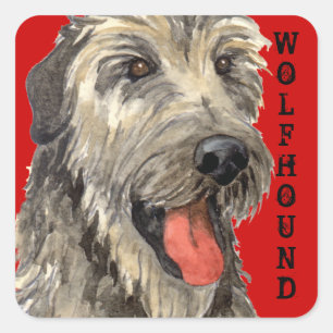 Irish Wolfhound Farbblock Quadratischer Aufkleber