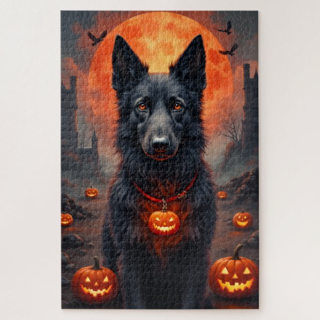 Irish Wolfhound Gothic Halloween-Porträtkunst Puzzle (Vertikal)
