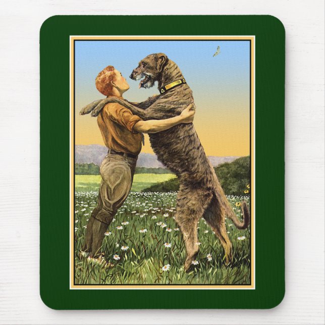 "Irish Wolfhound Greeting" Mousepad (Vorne)