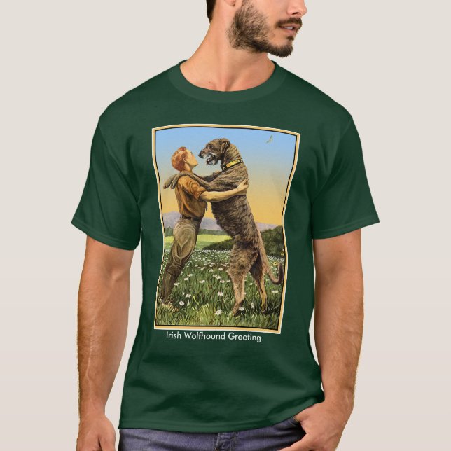 "Irish Wolfhound Greeting" T-Shirt (Vorderseite)