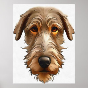 Irish Wolfhound-Haustierporträt in schwarzer Umran Poster