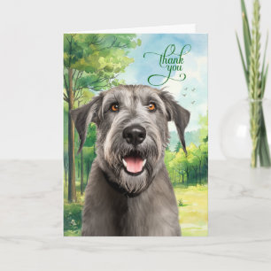 Irish Wolfhound Hund auf einer ländlichen Wiese Dankeskarte