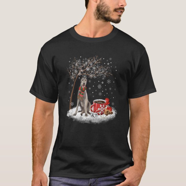 Irish Wolfhound Hund im Schneeweihnachtssaison X T-Shirt (Vorderseite)