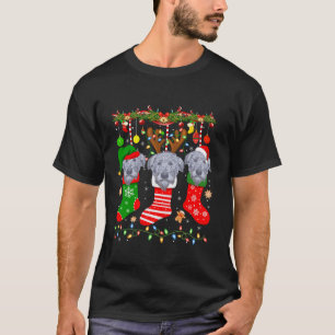 Irish Wolfhound Hund in Christmas Socks Santa Elf T-Shirt