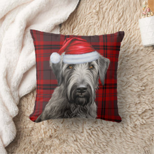 Irish Wolfhound Hund Rotkariert Weihnachten Ferien Kissen