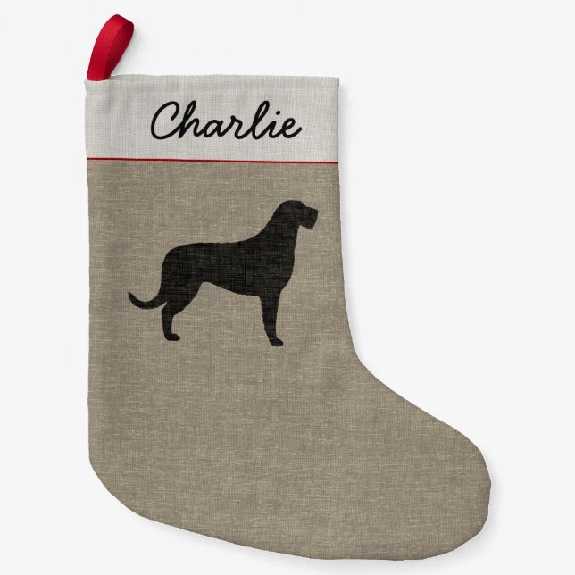 Irish Wolfhound Hund Silhouette Custom Xmas Kleiner Weihnachtsstrumpf (Vorderseite)