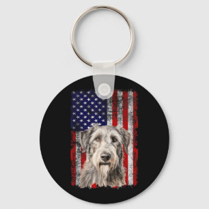 Irish Wolfhound Hunde Liebhaber Flagge 4. Juli Schlüsselanhänger