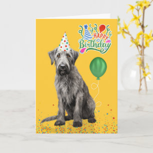 Irish Wolfhound-Hundepartyhut Gelb Geburtstag Karte