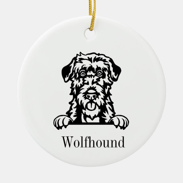 Irish Wolfhound Hundeschmuck Keramik Ornament (Vorne)