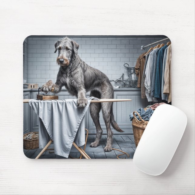 Irish Wolfhound Ironing Clothes Mousepad (Mit Mouse)