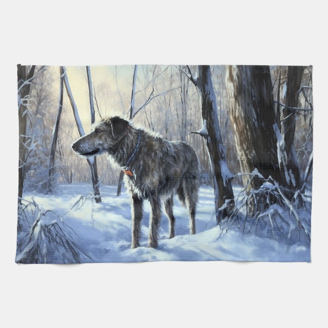 Irish Wolfhound Let It Snow Weihnachten Geschirrtuch (Horizontal)