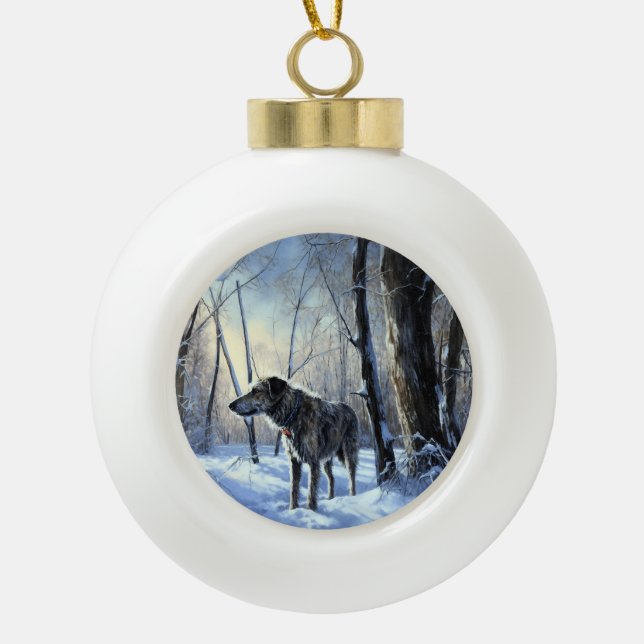 Irish Wolfhound Let It Snow Weihnachten Keramik Kugel-Ornament (Vorderseite)