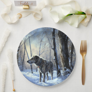 Irish Wolfhound Let It Snow Weihnachten Pappteller