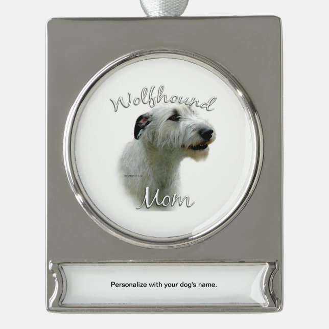 Irish Wolfhound Mama 2 Banner-Ornament Silber (Vorderseite)