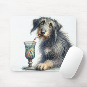 Irish Wolfhound mit Retro Soda Mousepad