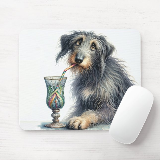 Irish Wolfhound mit Retro Soda Mousepad (Mit Mouse)