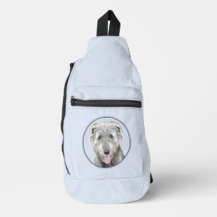 Irish Wolfhound Painting Gray Original Dog Art Crossbody Bag