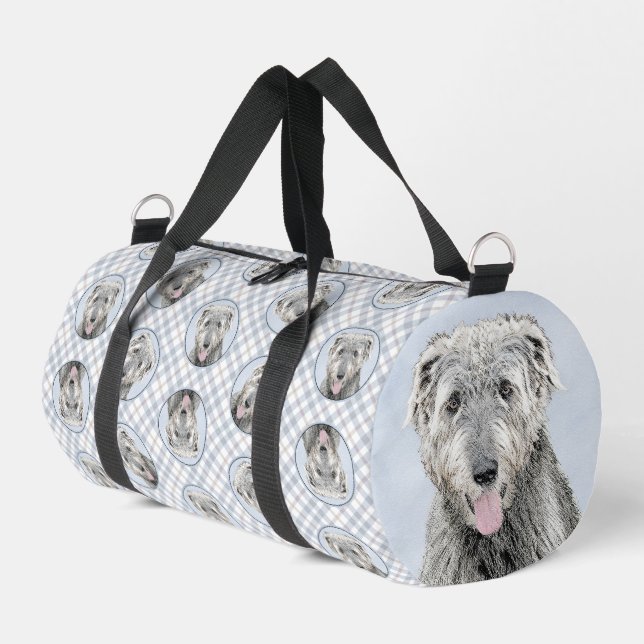 Irish Wolfhound Painting Gray Original Dog Art Duffle Bag (Linke Seite)