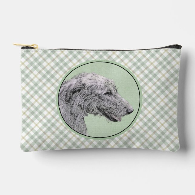 Irish Wolfhound Painting Gray Original Dog Art Zubehörtasche (Vorderseite)
