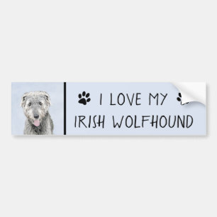 Irish Wolfhound Painting - Niedliche Original Dog  Autoaufkleber
